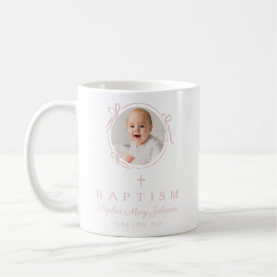 Mug Photo de baptême d'une fille élégante rose