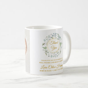 Mug Photo de bébé avec feuillage or Merci