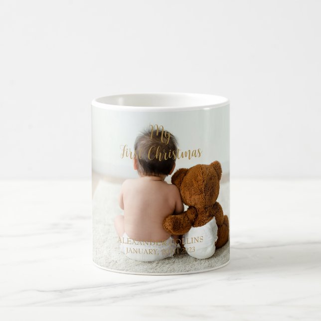 Mug Photo de bébé personnalisée Mon premier script d'o (Centre)