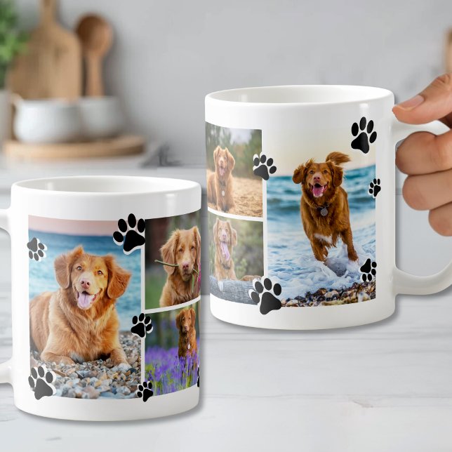 Mug Photo de bête simple (Paw Print Simple Pet Photo Coffee Mug )
