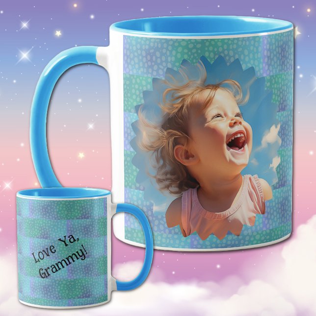 Mug Photo de Blue dots motif grand-mère amour (Créateur téléchargé)