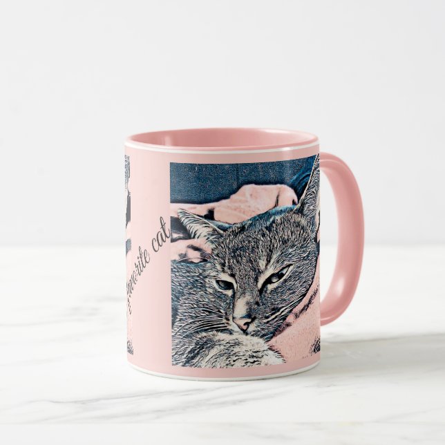 Mug Photo de chat, chat, Animaux domestiques, drôle de (Devant droit)
