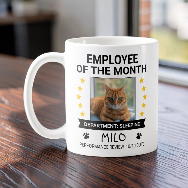 Mug Photo de chat drôle employé du mois humour de bure (Créateur téléchargé)