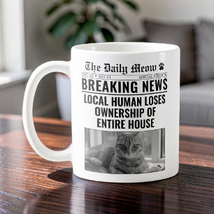 Mug Photo de chat drôle en manchette dans un journal