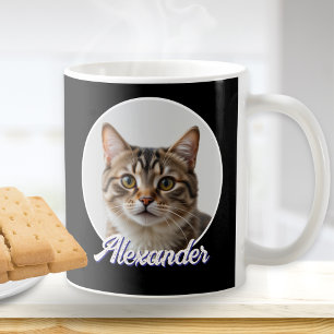 Mug Photo de chat et nom élégant noir