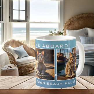Mug Photo de chat Nautical Beach House