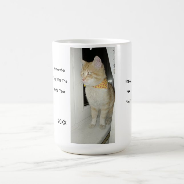 Mug Photo de chat orange avec texte  (Centre)