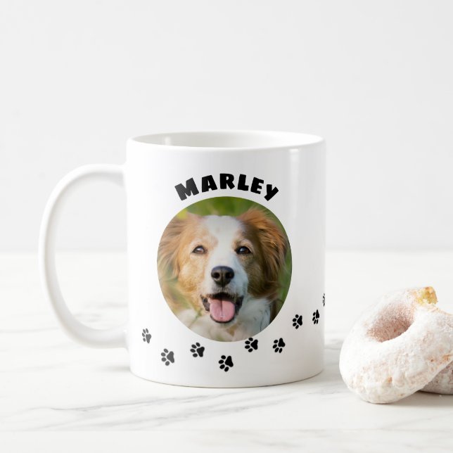 Mug Photo de chat ou chien avec empreintes de pattes s (Avec donut)
