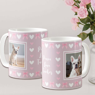 Mug Photo de Chien de la boîte de Coeur rose pâle