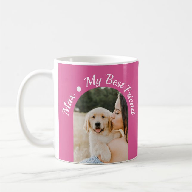 Mug Photo de chien Mon meilleur ami Design rose (Gauche)