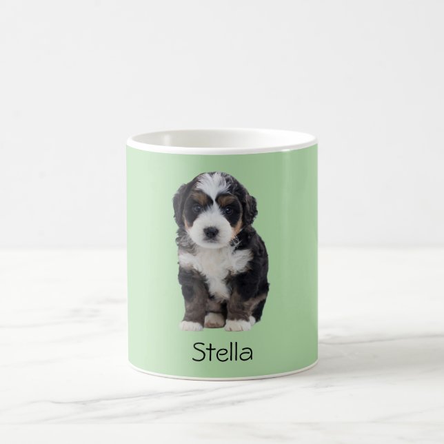 Mug photo de chien personnalisé - Pastel Green ave (Centre)
