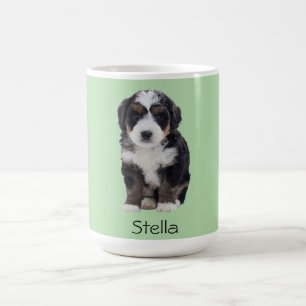 Mug Photo de chien personnalisée - Pastel Green avec n