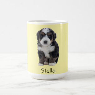 Mug Photo de chien personnalisée - Pastel Jaune avec n
