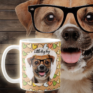 Mug Photo de chien sur Coeurs colorés Café