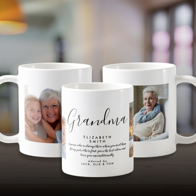 Mug Photo de citation de grand-mère élégante script (Grandma Elegant Script Quote Photo Coffee Mug)