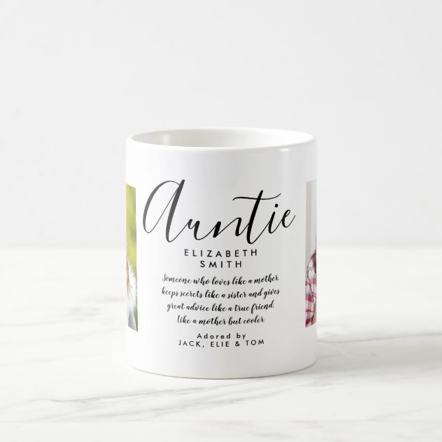 Mug Photo de citation de Tante de script girly élégant (Centre)