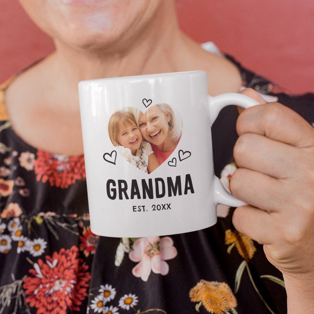 Mug Photo de coeur de grand-mère (Créateur téléchargé)