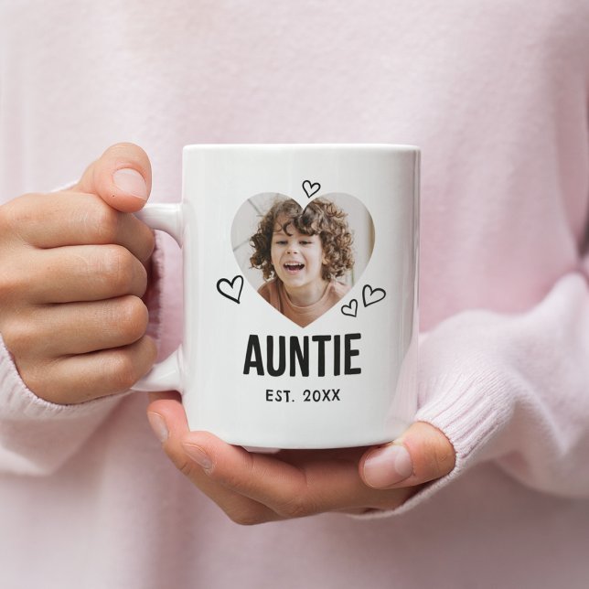 Mug Photo de coeur de la tante esquissée (Créateur téléchargé)