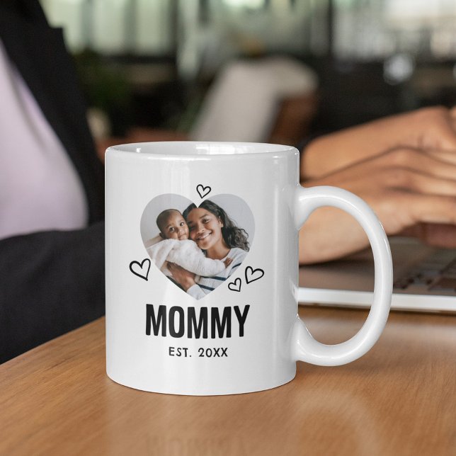 Mug Photo de cœur de maman esquissé (Créateur téléchargé)