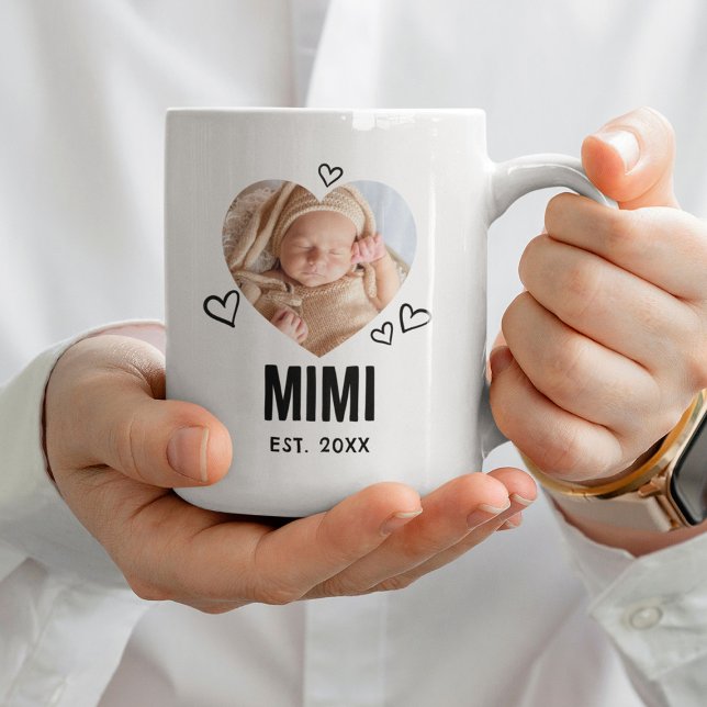 Mug Photo de coeur Mimi esquissée (Créateur téléchargé)