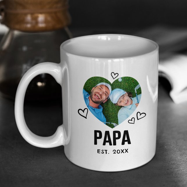 Mug Photo de cœur Papa esquissé (Créateur téléchargé)