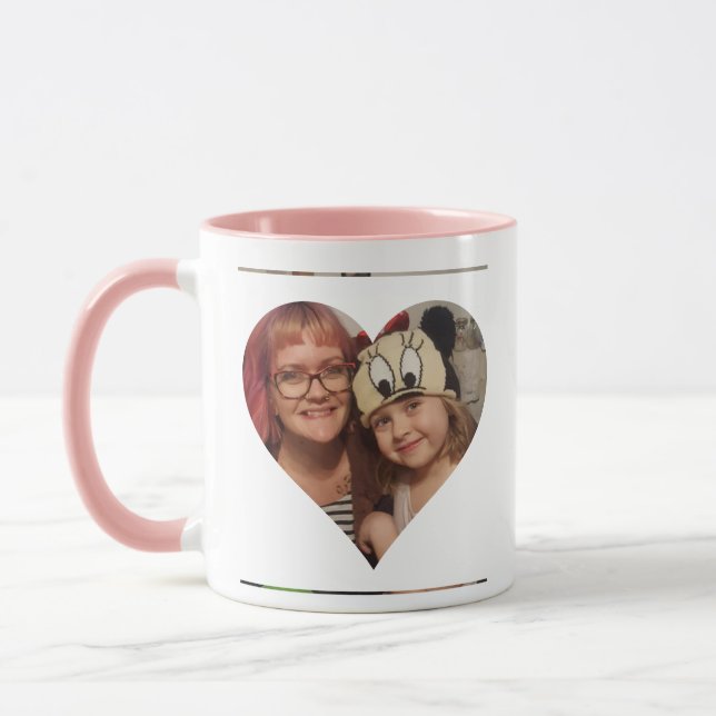 Mug Photo de coeur personnalisée et message pour maman (Gauche)