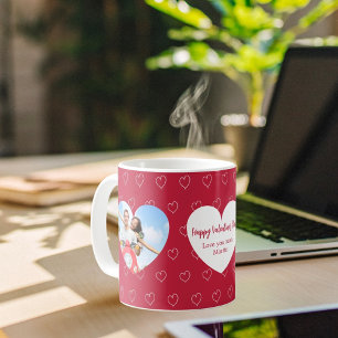 Mug Photo de coeurs blancs rouges pour la Saint-Valent