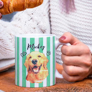 Mug Photo de compagnie personnalisée rayures vertes aq