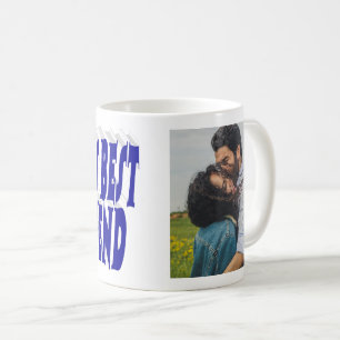 Mug Photo de copain avec typographie bleue