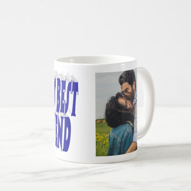 Mug Photo de copain avec typographie bleue (Devant droit)