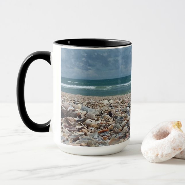 Mug Photo de coquillages de plage de l'océan Atlantiqu (Avec donut)