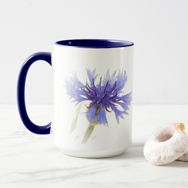 Mug Photo de Cornflower bleu - (Avec donut)