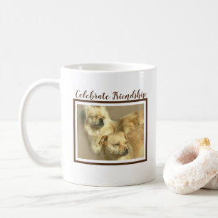 Mug Photo de deux chiens Art avec texte Célébrer l'ami