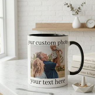 Mug Photo de Famille Couple & Fils Cadeau Personna