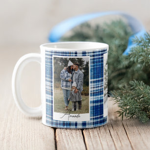 Mug Photo de famille de la Flannelle Plaid Blue et Nav