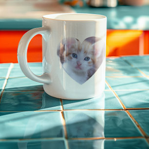 Mug Photo de famille en forme de cœur avec animal de c