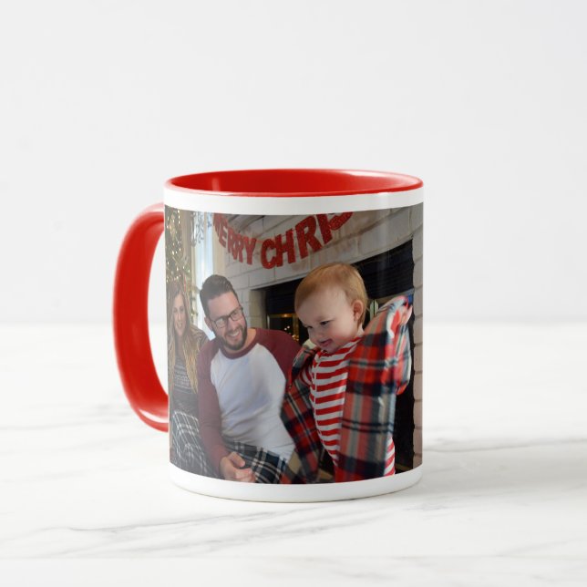 Mug Photo de famille Merry n Bright in Red Gift Coffee (Devant gauche)
