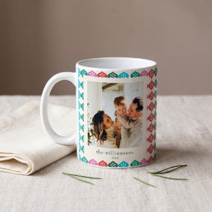 Mug Photo de famille Noël Rétro Atomique Flocon de nei