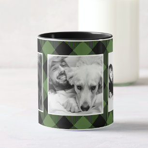 Mug Photo de famille personnalisée Buffalo Plaid Motif