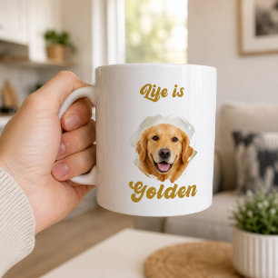Mug Photo de Golden Retriever La vie est dorée