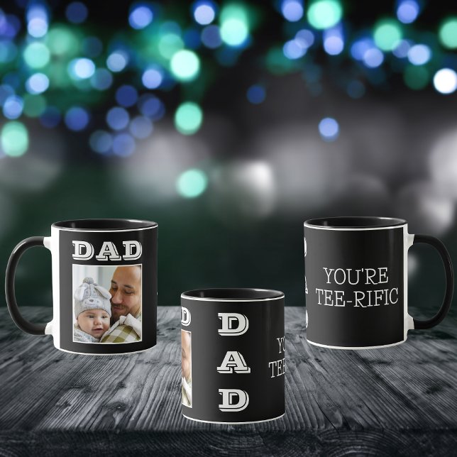 Mug Photo de golf de meilleur père de famille en noir  (Front, Side And Back)