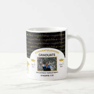 Mug Photo de graduation en or noir élégant