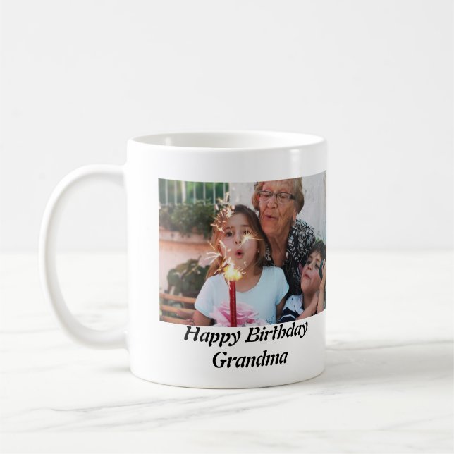 Mug Photo de grand-mère d'anniversaire sur mesure (Gauche)