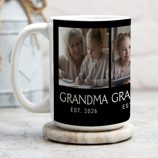 Mug Photo de Grand-mère Established Typography Noir 3 (Créateur téléchargé)