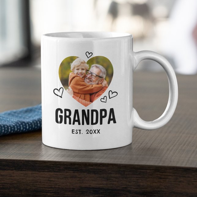 Mug Photo de grand-père cœur esquissé (Créateur téléchargé)
