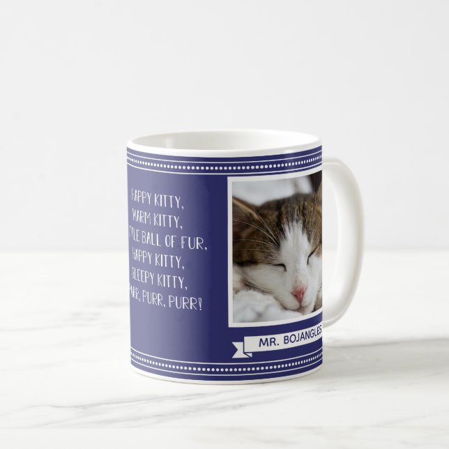 Mug Photo de Happy Kitty Navy Nom (Devant droit)