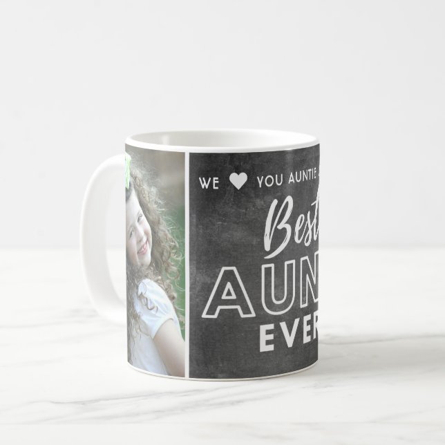 Mug Photo de la meilleure tante jamais vue sur la typo (Devant gauche)