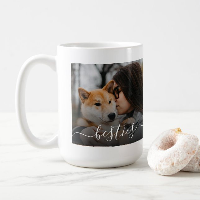 Mug Photo de la mère et du chien Besties (Avec donut)