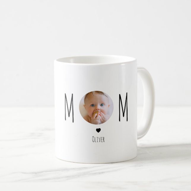 Mug Photo de maman bébé visage moderne (Devant droit)
