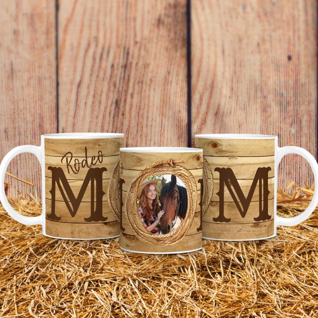 Mug Photo de maman de Rodéo Western rustique (Créateur téléchargé)